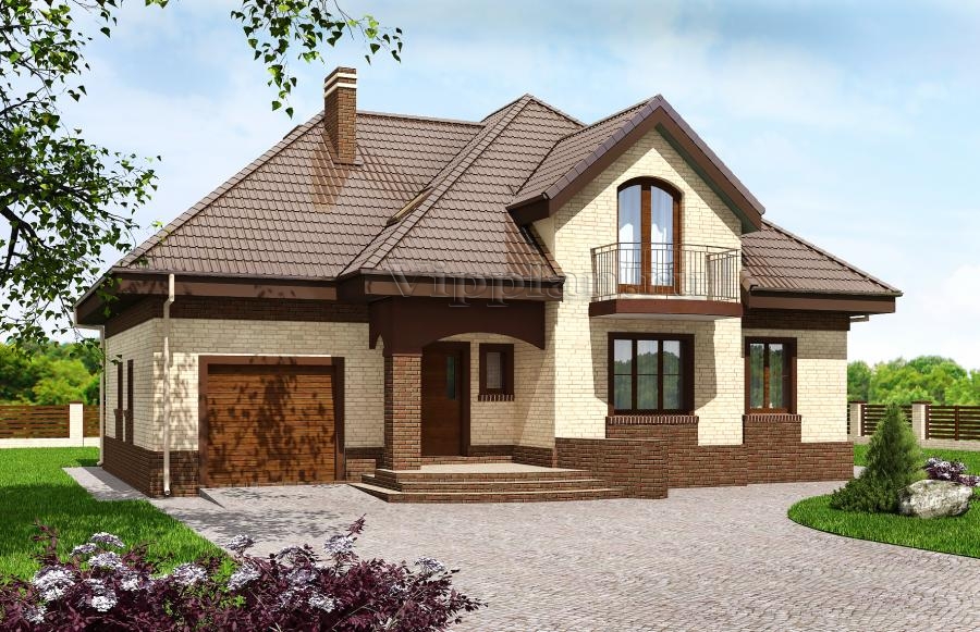 Одноэтажный жилой дом с мансардой и террасой